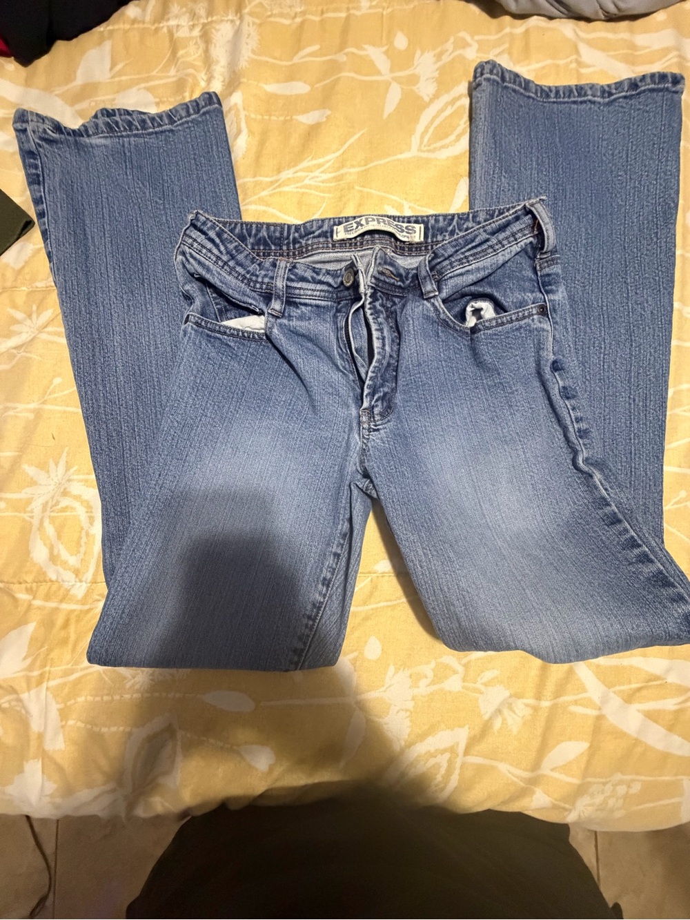 Express Women's Light Blue Straight flared Jeans